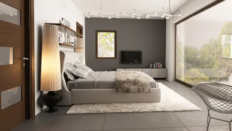 gotowy projekt domu Zx123 – aranżacja wnętrz, Modernistyczny dom z pełnym piętrem, garażem oraz dużymi przeszkleniami.