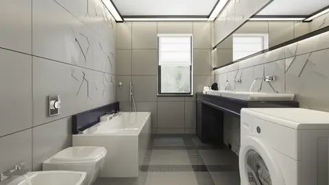 gotowy projekt domu Zx123 – aranżacja wnętrz, Modernistyczny dom z pełnym piętrem, garażem oraz dużymi przeszkleniami.