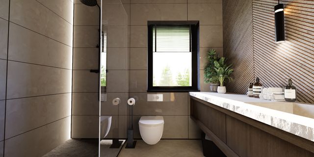 gotowy projekt domu Zx63 B + – aranżacja wnętrz, Nowoczesny dom piętrowy z dachem kopertowym i wjazdem od południa.