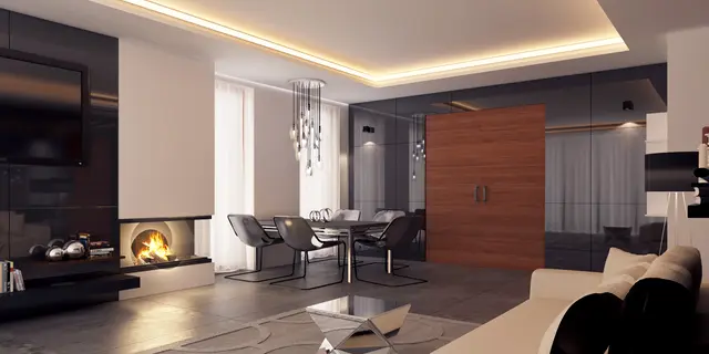 gotowy projekt domu Z320 – aranżacja wnętrz, Dom z poddaszem użytkowym oraz garażem dwustanowiskowym , dach dwuspadowy 