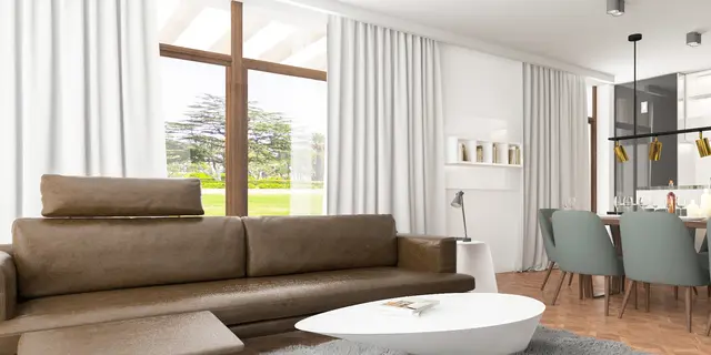 gotowy projekt domu Zx185 – aranżacja wnętrz, Dom parterowy, nowoczesny z 4 sypialniami i garażem jednostanowiskowym