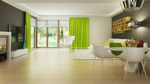 home project Zx128 – interior arrangement, Dom atrialny, z garażem dwustanowiskowym, 4 sypialniami i dużymi przeszkleniami.