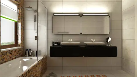 home project Zx128 – interior arrangement, Dom atrialny, z garażem dwustanowiskowym, 4 sypialniami i dużymi przeszkleniami.