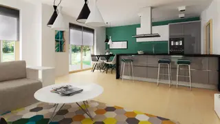 gotowy projekt domu Z329 – aranżacja wnętrz, Parterowy dom na wąską działkę < 16m o powierzchni użytkowej 90m2