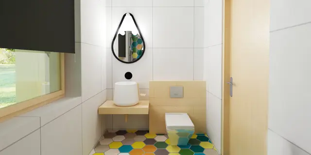 gotowy projekt domu Z329 – aranżacja wnętrz, Parterowy dom na wąską działkę < 16 m o powierzchni użytkowej ok. 84 m2