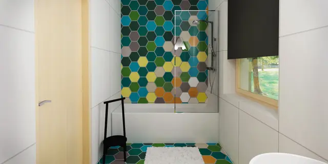 gotowy projekt domu Z329 – aranżacja wnętrz, Parterowy dom na wąską działkę < 16 m o powierzchni użytkowej ok. 84 m2