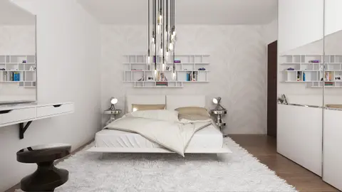 home project Z94 – interior arrangement, Parterowy dom z dachem kopertowym z frontowym garażem na dwa samochody.