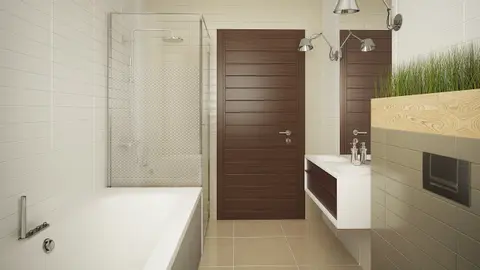 home project Z94 – interior arrangement, Parterowy dom z dachem kopertowym z frontowym garażem na dwa samochody.
