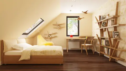 home project Z99 D – interior arrangement, Mały, funkcjonalny dom z pokojem na parterze oraz kuchnią i wykuszem od ogrodu.
