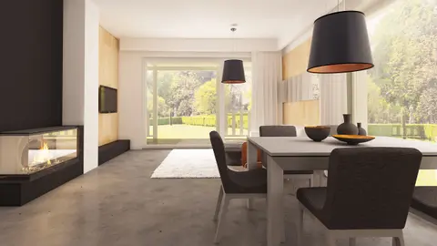 gotowy projekt domu Z340 – aranżacja wnętrz, Parterowy dom z werandą oraz garażem w stylu amerykańskim 