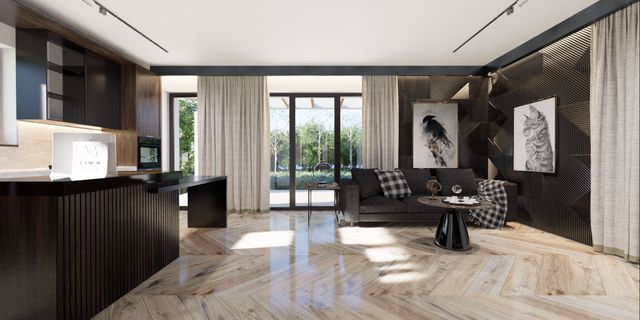 gotowy projekt domu Z355 – aranżacja wnętrz, Parterowy dom na wąską działkę.