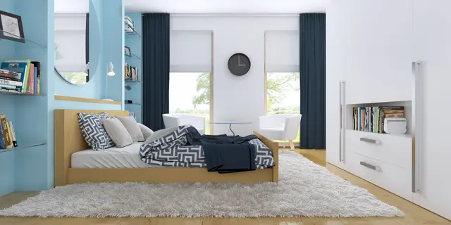 home project Zx35 WL HB – interior arrangement, Nowoczesny dom z płaskim dachem z wiatą po lewej stronie w technologii H-Block