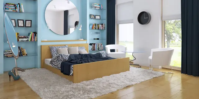 home project Zx35 WL HB – interior arrangement, Nowoczesny dom z płaskim dachem z wiatą po lewej stronie w technologii H-Block