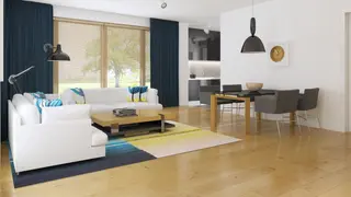 home project Zx35 WL HB – interior arrangement, Nowoczesny dom z płaskim dachem z wiatą po lewej stronie w technologii H-Block