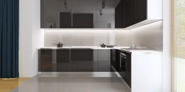 home project Zx35 WL HB – interior arrangement, Nowoczesny dom z płaskim dachem z wiatą po lewej stronie w technologii H-Block