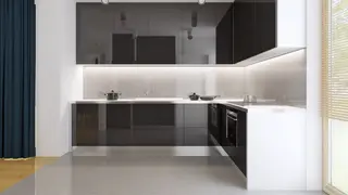 home project Zx35 WL HB – interior arrangement, Nowoczesny dom z płaskim dachem z wiatą po lewej stronie w technologii H-Block