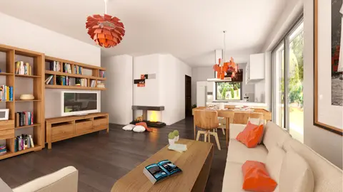 home project Z241 D – interior arrangement, Dom parterowy z dachem dwuspadowym. Tani w budowie i eksploatacji.