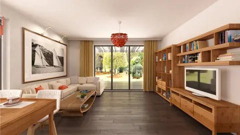 home project Z241 D – interior arrangement, Dom parterowy z dachem dwuspadowym. Tani w budowie i eksploatacji.
