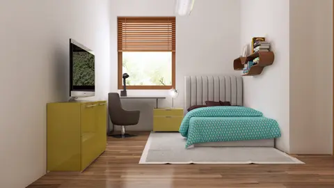 home project Z64 D – interior arrangement, Mały parterowy dom z funkcjonalnym układem pomieszczeń i zadaszonym tarasem.
