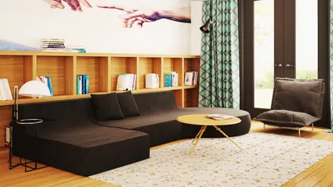 home project Z209 D – interior arrangement, Parterowy dom z obszernym salonem i dużym pom.gospodarczym dostępnym z ogrodu.