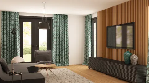 home project Z209 D – interior arrangement, Parterowy dom z obszernym salonem i dużym pom.gospodarczym dostępnym z ogrodu.
