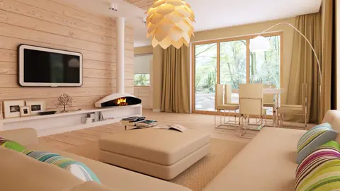 home project Z207 D – interior arrangement, Parterowy dom z funkcjonalnym wnętrzem, wykuszem oraz z garażem na 2 auta