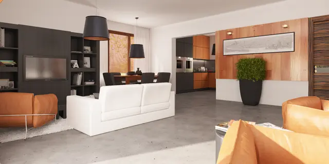 gotowy projekt domu Z114 – aranżacja wnętrz, Przytulny i komfortowy dom z poddaszem, dużą strefą dzienna, garażem i wykuszem