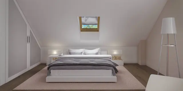 gotowy projekt domu Z113 D – aranżacja wnętrz, Współczesny dom drewniany z poddaszem, dachem dwuspadowym, wykuszem w jadalni