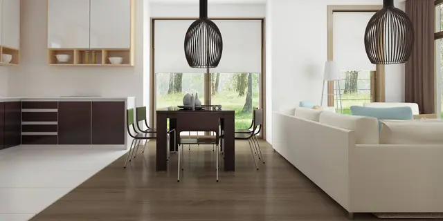 gotowy projekt domu Z113 D – aranżacja wnętrz, Współczesny dom drewniany z poddaszem, dachem dwuspadowym, wykuszem w jadalni