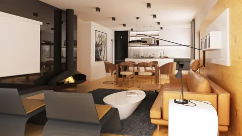 gotowy projekt domu Zx100 D – aranżacja wnętrz, Nowoczesny dom parterowy  z garażem od frontu w stylu modernistycznym.