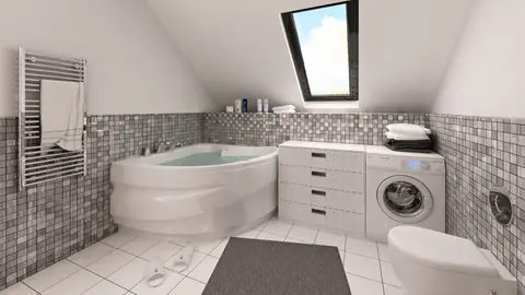 home project Z124 D – interior arrangement, Kompaktowy dom z garażem i wykuszem, ekonomiczny w budowie. 