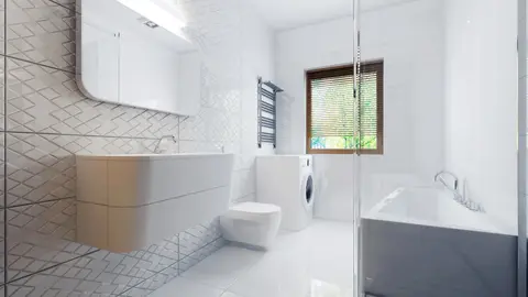home project Zx105 D – interior arrangement, Kompaktowy dom w nowoczesnym stylu z dwiema sypialniami i dużą kuchnią.