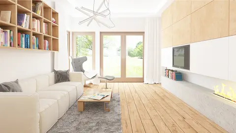 home project Z96 D tz – interior arrangement, Wersja projektu Z96 z zadaszonym tarasem oraz zmienionym obrysem dachu.