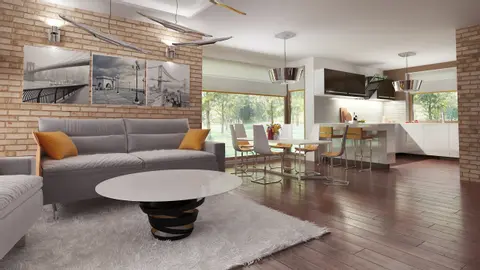 home project Z205 D – interior arrangement, Projekt domu parterowego z gabinetem z dostępem z zewnątrz.