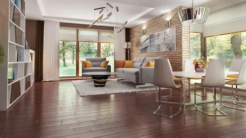 home project Z205 D – interior arrangement, Projekt domu parterowego z gabinetem z dostępem z zewnątrz.