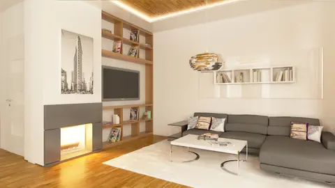 home project Z302 D – interior arrangement, Dom na wąską działkę w szkielecie drewnianym i ogrzewaniem na paliwo stałe