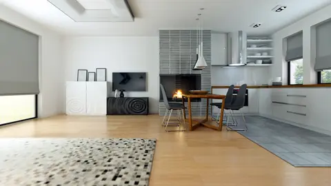 home project Zx53 D – interior arrangement, Nowoczesny dom parterowy z funkcjonalnym wnętrzem, 3 sypialnie i duży taras.