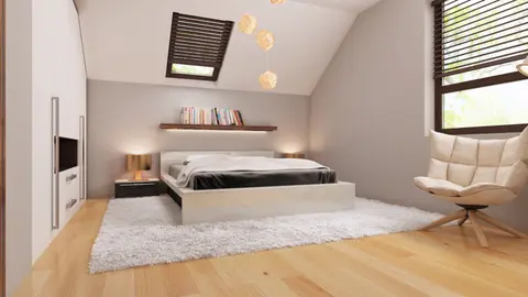 home project Z79 D – interior arrangement, Prosty, ekonomiczny dom z poddaszem i funkcjonalnym wnętrzem, dach dwuspadowy.