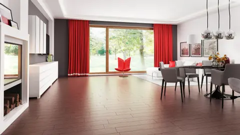 home project Z52 D – interior arrangement, Funkcjonalny parterowy dom z dużym salonem i garażem dwustanowiskowym.