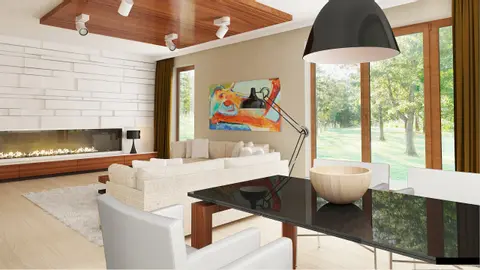 home project Z183 D – interior arrangement, Współczesny projekt domu jednorodzinnego z prostym w budowie dachem dwuspadowym.