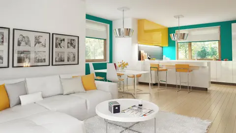 home project Z162 D – interior arrangement, Funkcjonalny dom z wykuszem, także na małą działkę.
