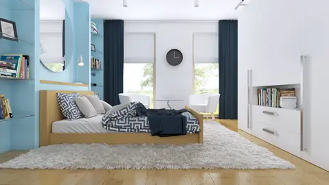 home project Zx35 D – interior arrangement, Nowoczesny dom z płaskim dachem, funkcjonalne wnętrze z dużym, jasnym salonem.