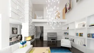 gotowy projekt domu Zx75 – aranżacja wnętrz, Nowoczesny dom piętrowy z antresolą, dużymi przeszkleniami oraz garażem.