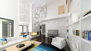 gotowy projekt domu Zx75 – aranżacja wnętrz, Nowoczesny dom piętrowy z antresolą, dużymi przeszkleniami oraz garażem.