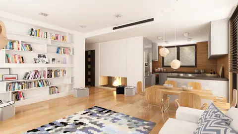 home project Z368 D – interior arrangement, Dom jednorodzinny, parterowy z tarasem w wersji drewnianej