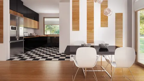 home project Zx76 D – interior arrangement, Nowoczesny dom parterowy w konstrukcji drewnianej do 100m2, z 3 sypialniami.