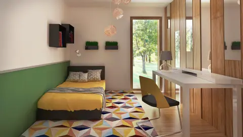home project Zx76 D – interior arrangement, Nowoczesny dom parterowy w konstrukcji drewnianej do 100m2, z 3 sypialniami.