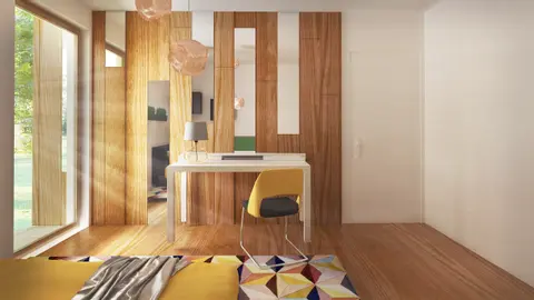 home project Zx76 D – interior arrangement, Nowoczesny dom parterowy w konstrukcji drewnianej do 100m2, z 3 sypialniami.
