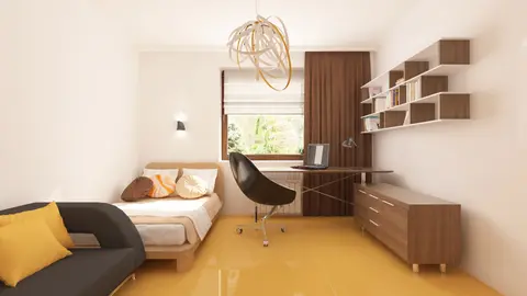 home project Z123 – interior arrangement, Parterowy dom z obszerną strefą dzienną, bocznym garażem i kopertowym dachem.