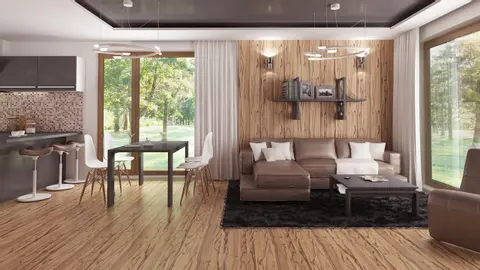 home project Z375 D – interior arrangement, Dom parterowy w tech. drewnianej z trzema sypialniami z garażem 